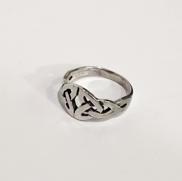 Genuine Vintage Sterling Silver "Double Trinity Knot" Infinity Ring (Size 5.25) - Picture 5 of 12